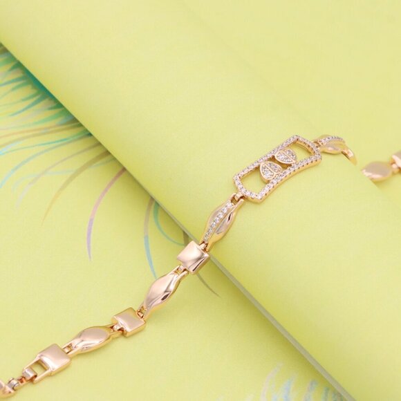 "Elegant Rose Gold Bracelet with Double Drop Stone Accent, XPBL0919 - Picture 6 of 12